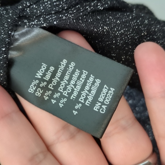 Saks Fifth Avenue Italian Wool Gold Metallic Details Black Knit Cardigan Holiday - Picture 5 of 7